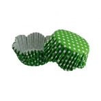 Cupcake Kalıbı Pet Kapsül Dalgalı Kek Kalıbı 65X38 mm - 100 Adet Puantiyeli Yeşil