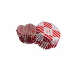 Cupcake Kalıbı Pet Kapsül Kırmızı Bembe Kare Desen Dalgalı Kek Kalıbı 65X38 MM - 100 Adet