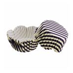 Cupcake Kalıbı Pet Kapsül Kreme Mor Cizgili Dalgalı Kek Kalıbı 65X38 MM - 100 Adet