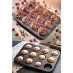 Cupcake Muffin Kalıbı 12'li Kek Yanmaz Kurabiye Kalıbı Fırın Çörek Kapsül Tepsisi Paslanmaz Siyah