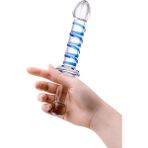 Cupidon Cupide 22 cm Kabartma Uyarıcılı Çift Taraflı Şeffaf Cam Dildo Penis