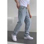 Cuqq Denim Erkek Açık Mavi Asit Yıkama Yıpratmalı Baggy Jean | Oversize Rahat Kesim Bol Paça Kot Pantolon