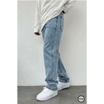 Cuqq Denim Erkek Asit Yıkama Buz Mavi Bol Paça Jean Kot Baggy Pantolon