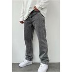 Cuqq Denim Erkek Baggy Jean — Asit Yıkama Gri, Bol Paça Oversize Fit, Sokak Stili Kot Pantolon