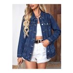 Cuqq Denim Kadın Lacivert Boyfriend Kot Ceket
