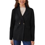 CURLBIUTY Kadın şık örgü ceket, sonbahar, kış, uzun kollu hırka, kazak, gündelik, cepli, hafif, sağlam örgü, blazer, Siyah, L