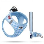 Curli 30-35 cm Mavi Ekose Vest Air-Mesh Köpek Göğüs Tasması