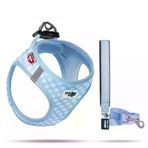 CURLI Curlı Vest Air-Mesh Köpek Göğüs Tasması Açık Mavi Puantiye 3XS
