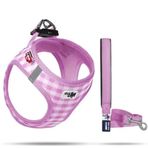 Curli Vest Air Mesh Pembe Ekose 26-30 cm Köpek Göğüs Tasması