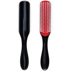 Curly Hair Brush D3 (siyah ve kırmızı), 7 sıralı şekillendirme fırçası, bukleleri çözmek, ayırmak, şekillendirmek ve tanımlamak için, kadın ve erkek için