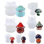 CURTEK 7 adet mantar reçine kalıpları mantar kavanozları silikon kalıplar kapaklı DIY mumlar sanat şeker takı saklama kabı ev dekorasyon epoksi reçine döküm sanat el sanatları süsler