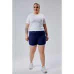 Curve Büyük Beden Kadın Biye Detaylı Örme Yüksek Bel Şort& Bermuda (LACİVERT, 5XL)