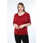 Curvy Trend Büyük Beden Degaje Yaka Yarasa Kol Bluz