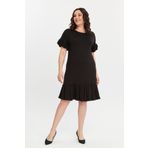 Curvy Trend Büyük Beden Kolucu Eteği Fırfır Viskon Elbise