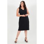 Curvy Trend Büyük Beden V Yaka Kolsuz Bodycon Elbise Klasik Siyah Özel Olay İçin - 44