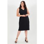 Curvy Trend Büyük Beden V Yaka Kolsuz Fermuarlı Elbise