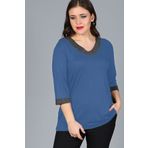 Curvy Trend Büyük Beden Yaka Kolucu Sim Bluz