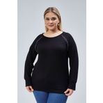 Curvy Trend Büyük Beden Zımba Detaylı Reglan Kol Bluz
