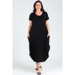 Curvy Trend Jumbo Kısa Kol Elbise Siyah - 54 - 56