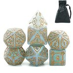 cusdie 7 Parça 25 mm Dev DND Zar, Çok Yüzlü Zar Seti, Zindanlar ve Ejderhalar için D&D Zar Pathfinder RPG MTG (Gri Yeşil)