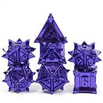 Cusdie Metal Zar Seti, 7 Adet DND Metal Zar, Fırıldak Tasarımı Çok Yüzlü Zar Seti, Rol Yapma Oyunu için D&D Dice MTG Pathfinder (Mor)