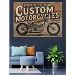 Custom Motosiklet Retro Tabela Dekoratif Kanvas - Mdf Ahşap Tablo