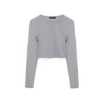 Cut Out Zincirli Crop Bluz Gri