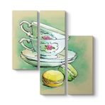 Cute Cups Makaron Tablosu 96 x 100-3 Parçalı