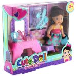 Cute Doll Mini Bebek Aksesuarlı ve Makyaj Masalı Oyun Seti - Renkli