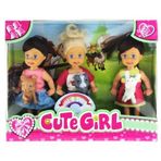 Cute Girl Mini Bebek ve Evcil Hayvan Üçlü Set Kız Erkek Çocuk Oyuncak Eğitici Oyuncaklar