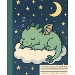 Cute Nighttime Sleepy Dragon Composition Notebook, College Ruled, 7.5 x 9.25, 110 pages