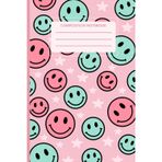 Cute Smiley Face Composition Notebook Stars – Pastel Pink Aesthetic Journal for Girls, Hand Drawn Cover, Wide Ruled, 120 Pages, Matte Finish: Dreamy ... Design with Retro Vibes and Cute Theme