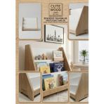 Cute Wood Montessori Ahşap Çocuk Yer Kitaplığı - Çocuk Odası Bebek Kitap Rafı - 3 Raflı Yer Kitaplığı