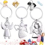 cutefly 通用 3 adet koruyucu melek anahtarlık, araba anahtarları için melek kolye ucu, erkekler ve kadınlar için şans getiren gümüş parlak araba sürücüleri, partnerler ve çocuklar için tılsım olarak (gümüş)