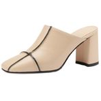 Cuteheels Slip-On Kayısı Kare Burunlu Blok Topuklu Kadın Terlik