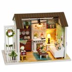 Cuteroom DIY Ahşap Dollhouse Craft Minyatür Kiti Oturma Odası Modeli ve Mobilya Gösterisi Fotoğrafları ve İngilizce Dersleri
