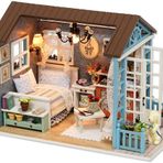 Cuteroom DIY Ahşap Dollhouse Craft Minyatür Kiti Yatak Odası Modeli ve Mobilya Gösterisi Fotoğrafları ve İngilizce Dersleri