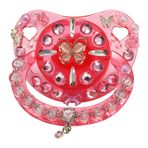 CutiePlusU Yetişkin Ölçekli Emzik Kukla Yetişkin-Kristal DIY El Yapımı-Pembe Kristal Kelebek
