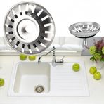 Cutiolly Blanco süzgeç sepeti, paslanmaz çelik, süzgeç, evye, süzgeç, evrensel lavabo 80 mm, süzgeç, gider tıkacı, paslanmaz çelik lavabo tıkacı, lavabo süzgeci