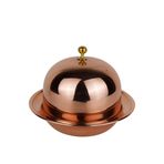 Cuvesta El Yapımı Bakır Şekerlik ve Lokumluk, Yuvarlak Kapaklı Servis Tabağı, Rose Gold, 11x8cm