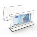 Cuyacili 2 adet akrilik banknotlar sergileme çerçevesi Euro fatura fotoğraf tutucu kağıt para toplayıcı kağıt para dolar Clear Bill Frame bilet Protector banknot ve damga koleksiyon aksesuarı 10 x 20 cm