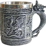 CUZOKOLA STORES Ortaçağ Ejderha Kupası Zindanlar ve Ejderhalar Bira Bardağı Game of Thrones Hediyeler Dekor - 14 oz Yeniden Kullanılabilir Paslanmaz Çelik Ejderha Kahve Kupası Erkekler için İçme Bardağı