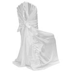 CV Linens 139,7x119,3 cm Beyaz Saten Kendinden Bağlı Sandalye Kılıfı