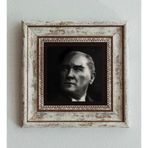 CVC WOOD Atatürk Portre Çerçeveli Taş Tablo , Çerçeveli Taş Duvar Dekoru