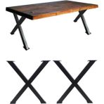 Cvtdesign Metal Sehpa Ayağı Çapraz Ayak Masif Ahşap Kütük Sehpa Ayakları Metal x Ayak