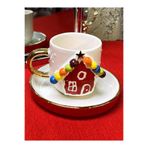 CW Celine's Wonders 24 Ayar Altın Dekorlu Kurabiye Evi Kabartmalı El Yapımı Ev Mug Hediyelik Cookie House