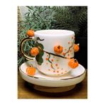 CW Celine's Wonders Kabak Kabartmalı Mug, 24 Ayar Altın Dekorlu,%100 El Yapımı, Hediyelik Halloween Mug 200 ml