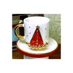 CW Celine's Wonders Kukuleta Kabartmalı, 24 Ayar Altın Işleme, Noel, Yılbaşı, El Yapımı Hediyelik Mug,CW00107