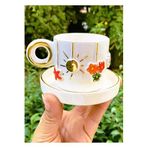 CW Celine's Wonders Premium Kalite 24 Ayar Altın Detaylı El Yapımı Fincan Christmas Cup Espresso Demitasse CW00042