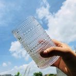 CWHHRN 15 oz Kapaklı ve Pipetli 2'li Cam Bardaklar, Buzlu Kahve için Vintage Züccaciye, Kokteyl, Bira ve Süt için Kabartmalı İçme Bardakları, Harika Hediye